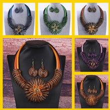 Load image into Gallery viewer, Flower Necklace and Earrings Set - Various Colours Available
