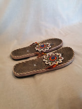 Load image into Gallery viewer, Heavy Duty Leather Sandals With Beaded Flower Design - UK Size 8
