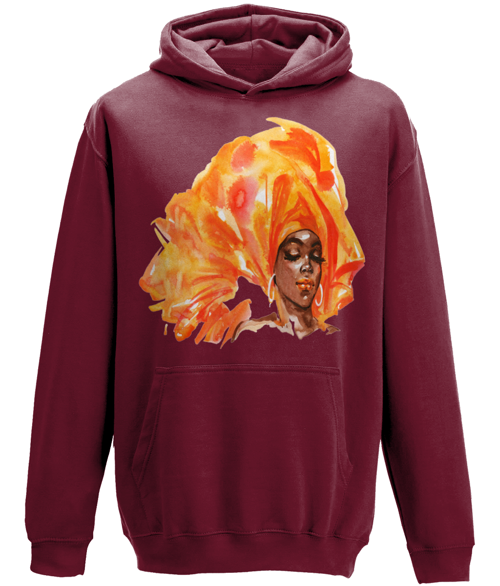 Black Woman in Orange Headwrap - Hoodie  - Various Colours Available - FAST UK DELIVERY