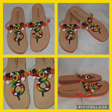 Heavy Duty Cork Sandals With Beaded Figure of Eight Design - UK Size 9