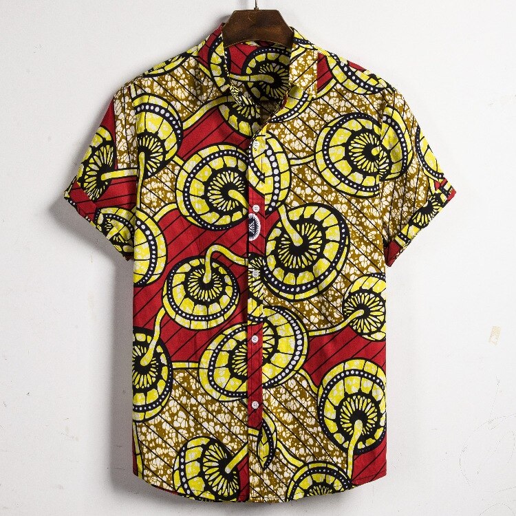 Men's Short Sleeve Dashiki Print Shirt - Design C