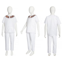 Load image into Gallery viewer, Boy&#39;s African - White 2 Piece Short Sleeve Suit
