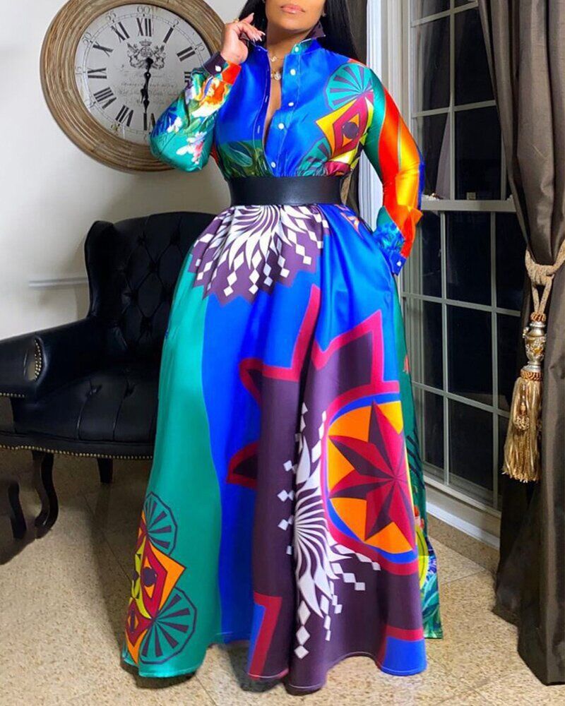 Multi-coloured Full Length Dress - Plus Sizes Also Available