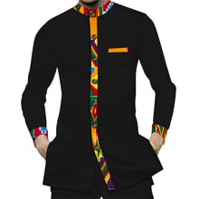 Load image into Gallery viewer, 100% Cotton Shirt with Dashiki Print Detail - Available in Black or White
