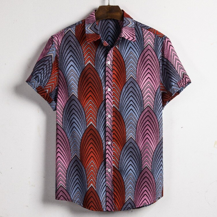 Men's Short Sleeve Dashiki Print Shirt - Design J