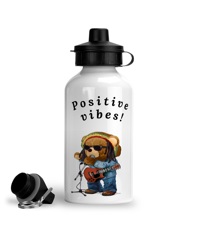 Positive vibes Rasta Bear - Aluminium Water Bottle - FAST UK DELIVERY