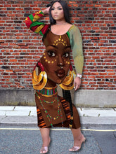 Load image into Gallery viewer, Long Sleeve Woman of Africa Dress - Various Designs Available
