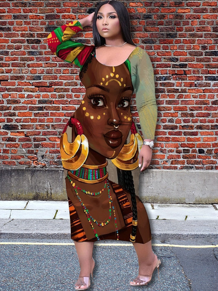 Long Sleeve Woman of Africa Dress - Various Designs Available
