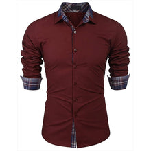 Load image into Gallery viewer, Men&#39;s Shirt with Tartan Sleeve and Collar Detail - Available in Various Colours
