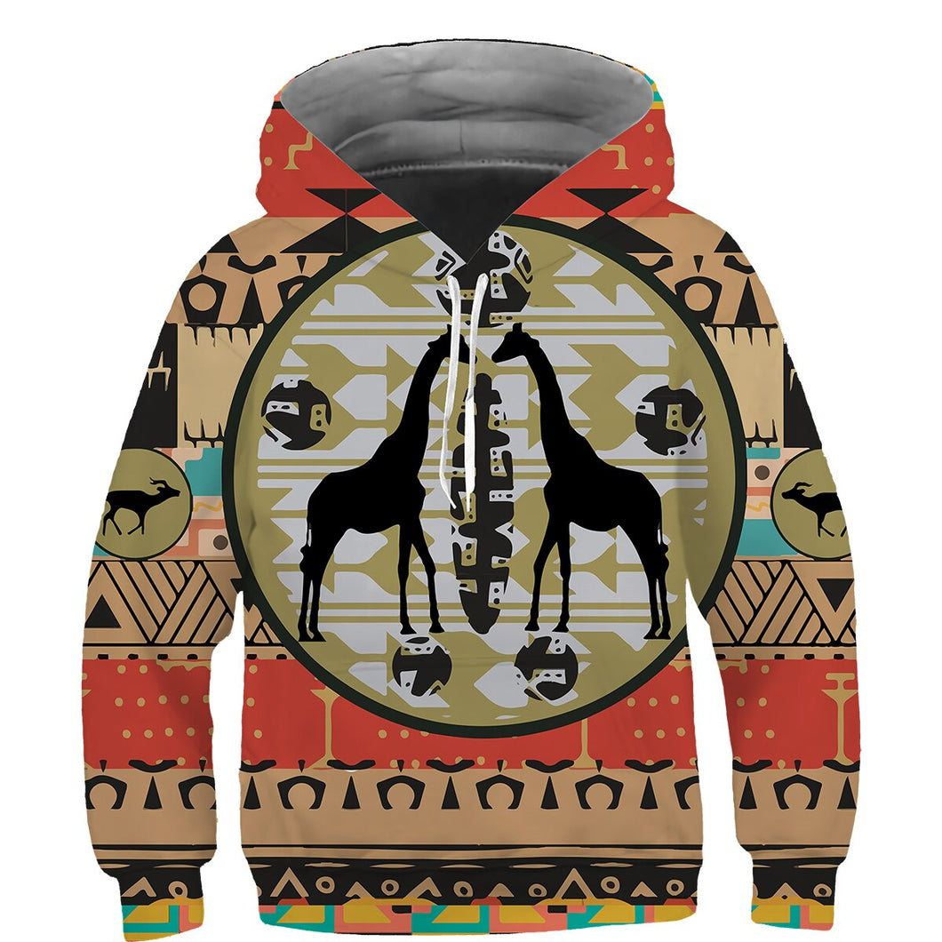 Kids African Print Hoodie - Design Q - For Ages 3 - 14