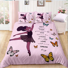 Load image into Gallery viewer, Black Girl Magic Duvet Cover Set - Ballerina and Butterfly Design
