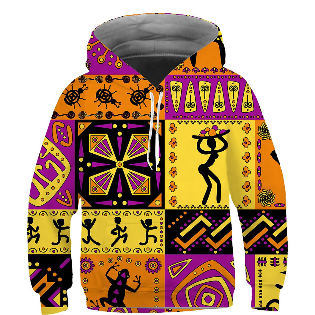 Kids African Print Hoodie - Design L - For Ages 3 - 14