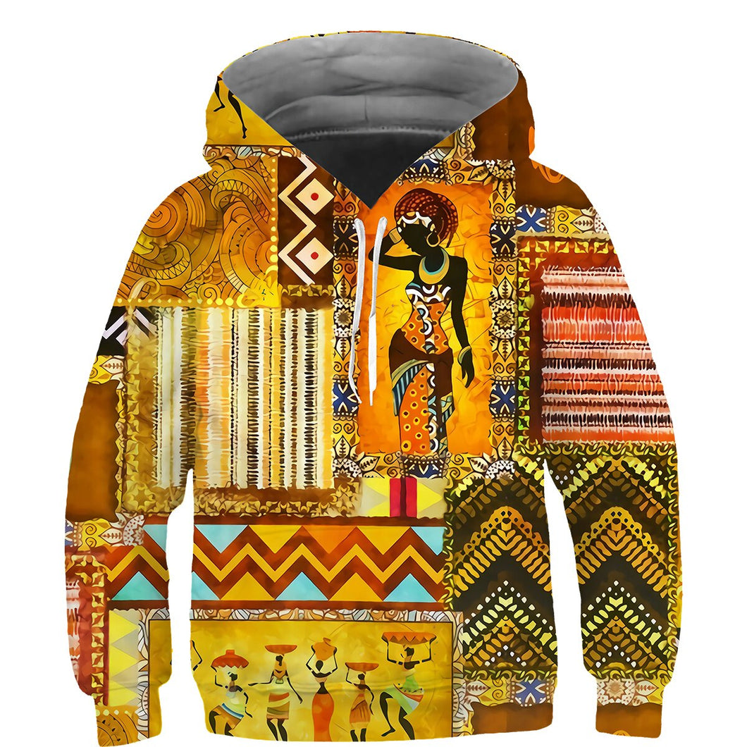 Kids African Print Hoodie - Design A - For Ages 3 - 14