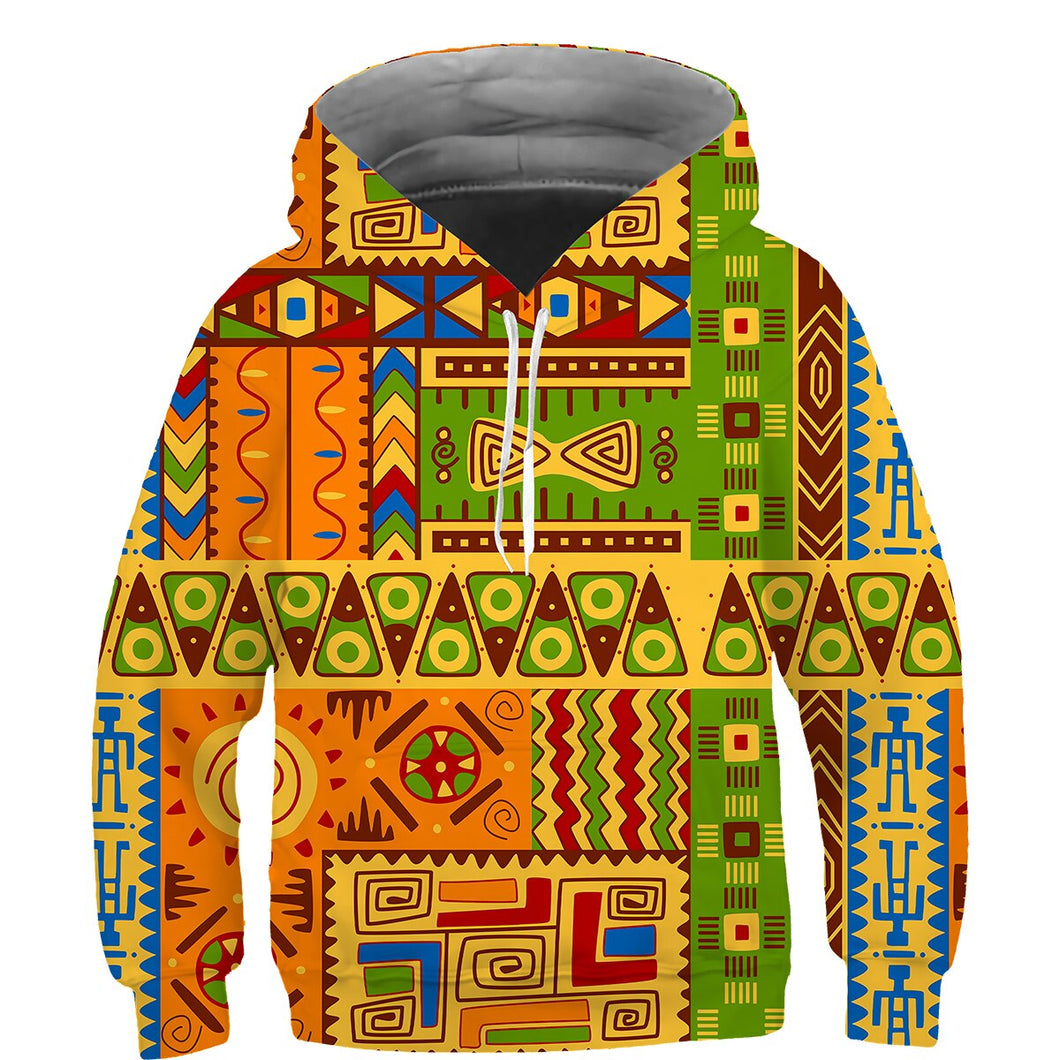 Kids African Print Hoodie - Design O - For Ages 3 - 14