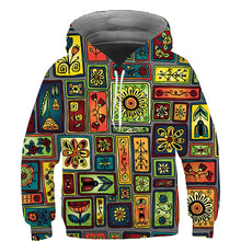 Load image into Gallery viewer, Kids African Print Hoodie - Design S - For Ages 3 - 14
