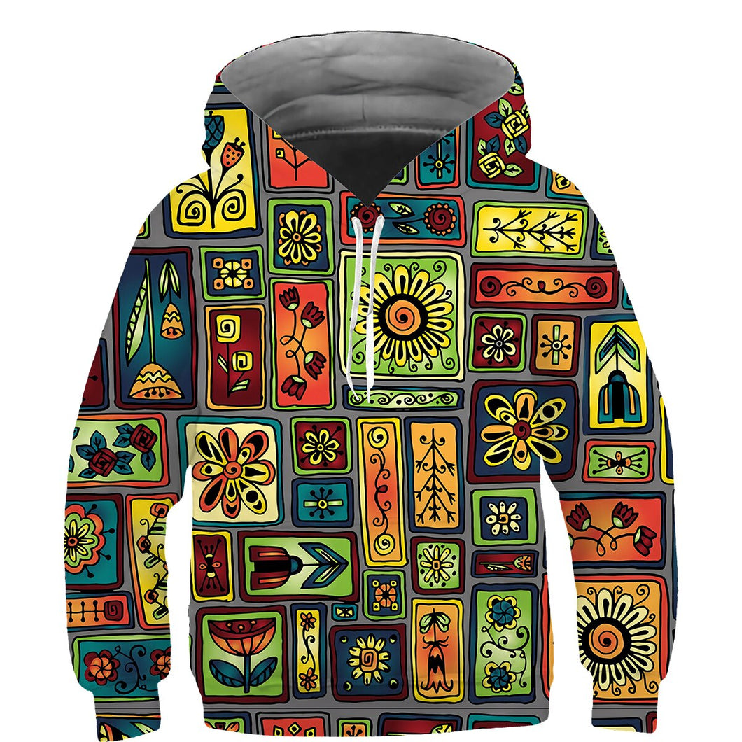 Kids African Print Hoodie - Design S - For Ages 3 - 14