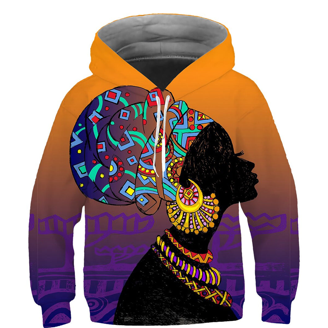 Kids African Print Hoodie - Design R - For Ages 3 - 14