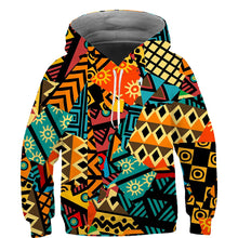 Load image into Gallery viewer, Kids African Print Hoodie - Design P - For Ages 3 - 14
