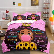 Load image into Gallery viewer, Black Girl Magic Duvet Cover Set - Inspiring - You Are... Design

