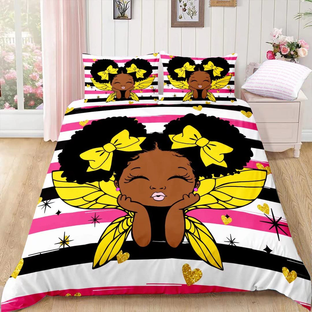 Black Girl Magic Duvet Cover Set - Melanin Fairy Design