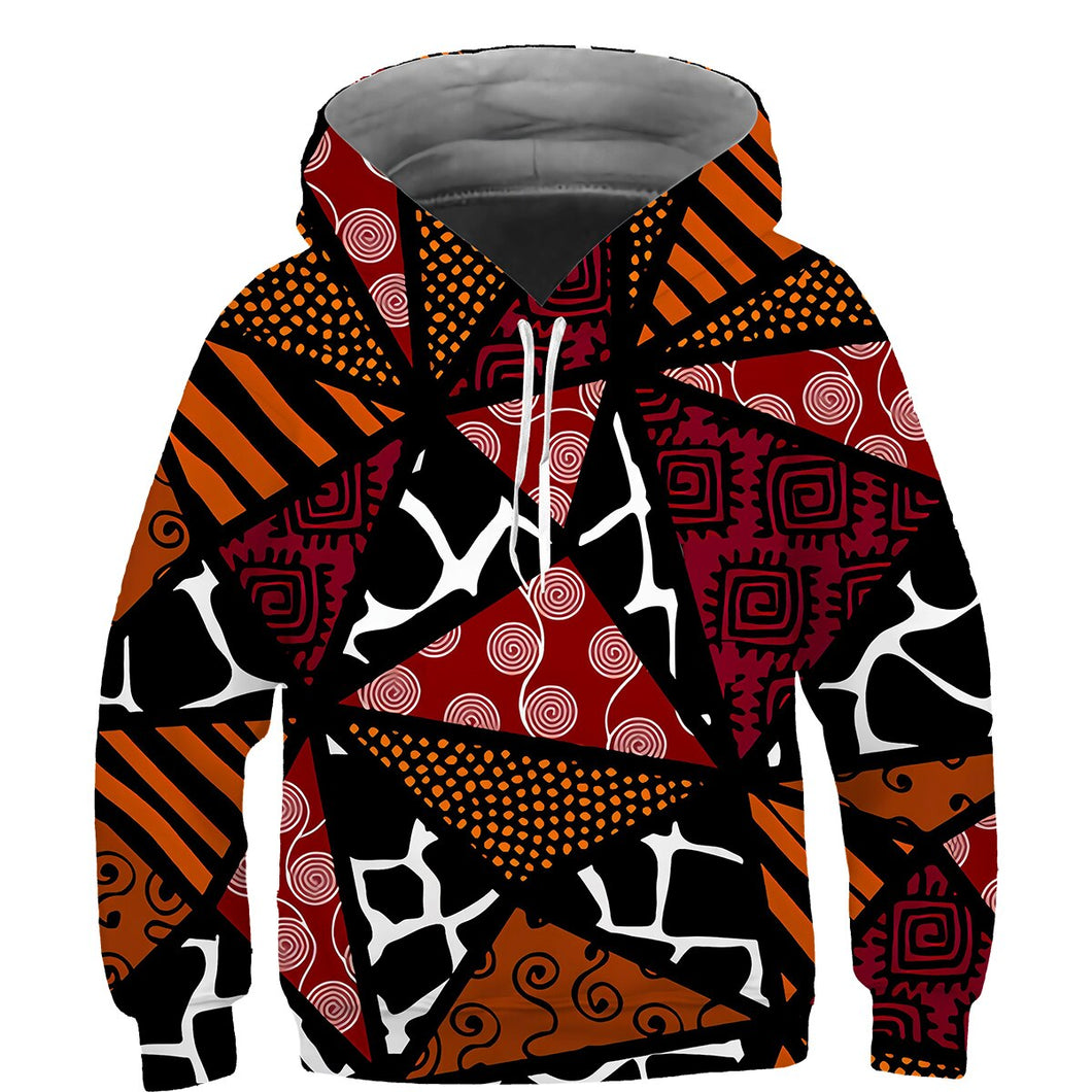Kids African Print Hoodie - Design I - For Ages 3 - 14