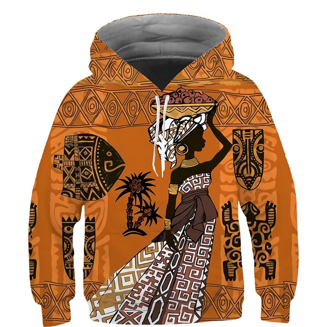 Kids African Print Hoodie - Design E - For Ages 3 - 14