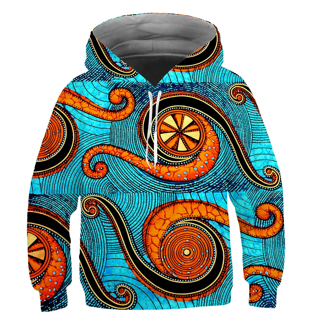 Kids African Print Hoodie - Design G - For Ages 3 - 14