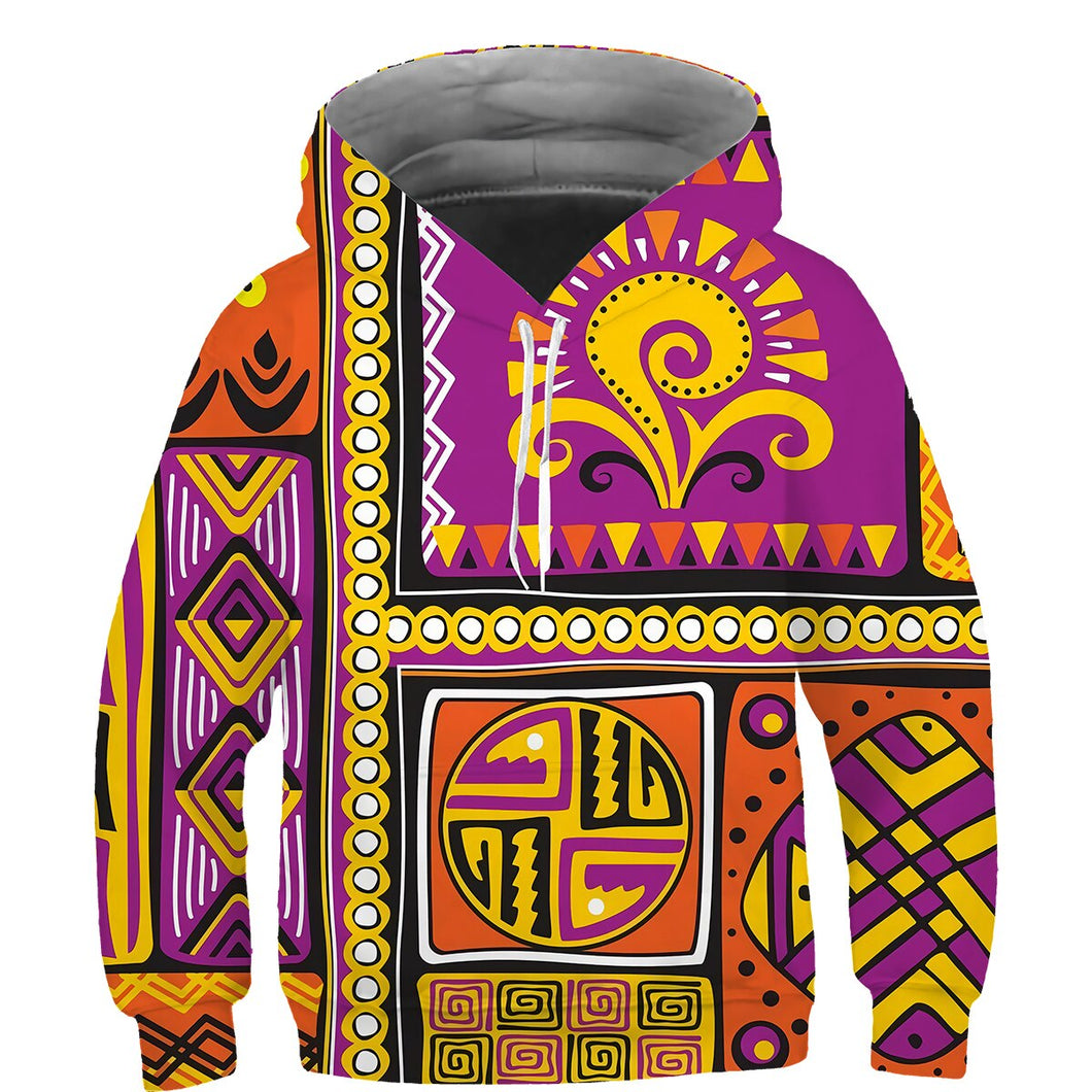 Kids African Print Hoodie - Design B - For Ages 3 - 14