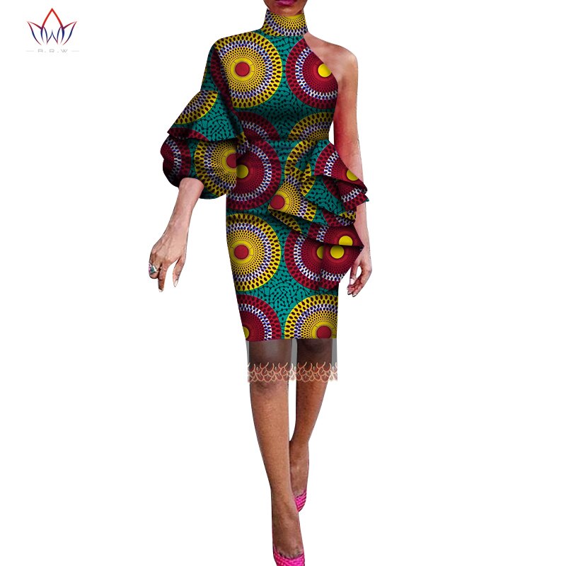 African Print Off-shoulder Cotton Midi Dress - Various Colours Available - UK Sizes 8 - 22