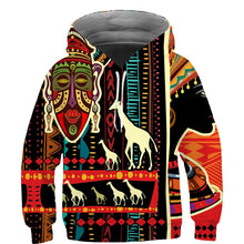 Load image into Gallery viewer, Kids African Print Hoodie - Design F - For Ages 3 - 14
