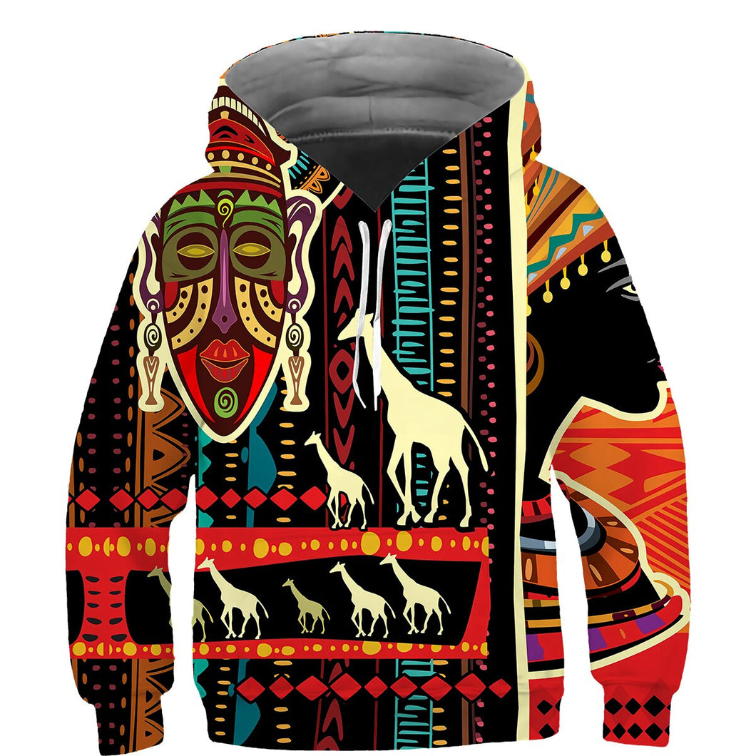 Kids African Print Hoodie - Design F - For Ages 3 - 14