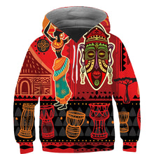 Load image into Gallery viewer, Kids African Print Hoodie - Design H - For Ages 3 - 14
