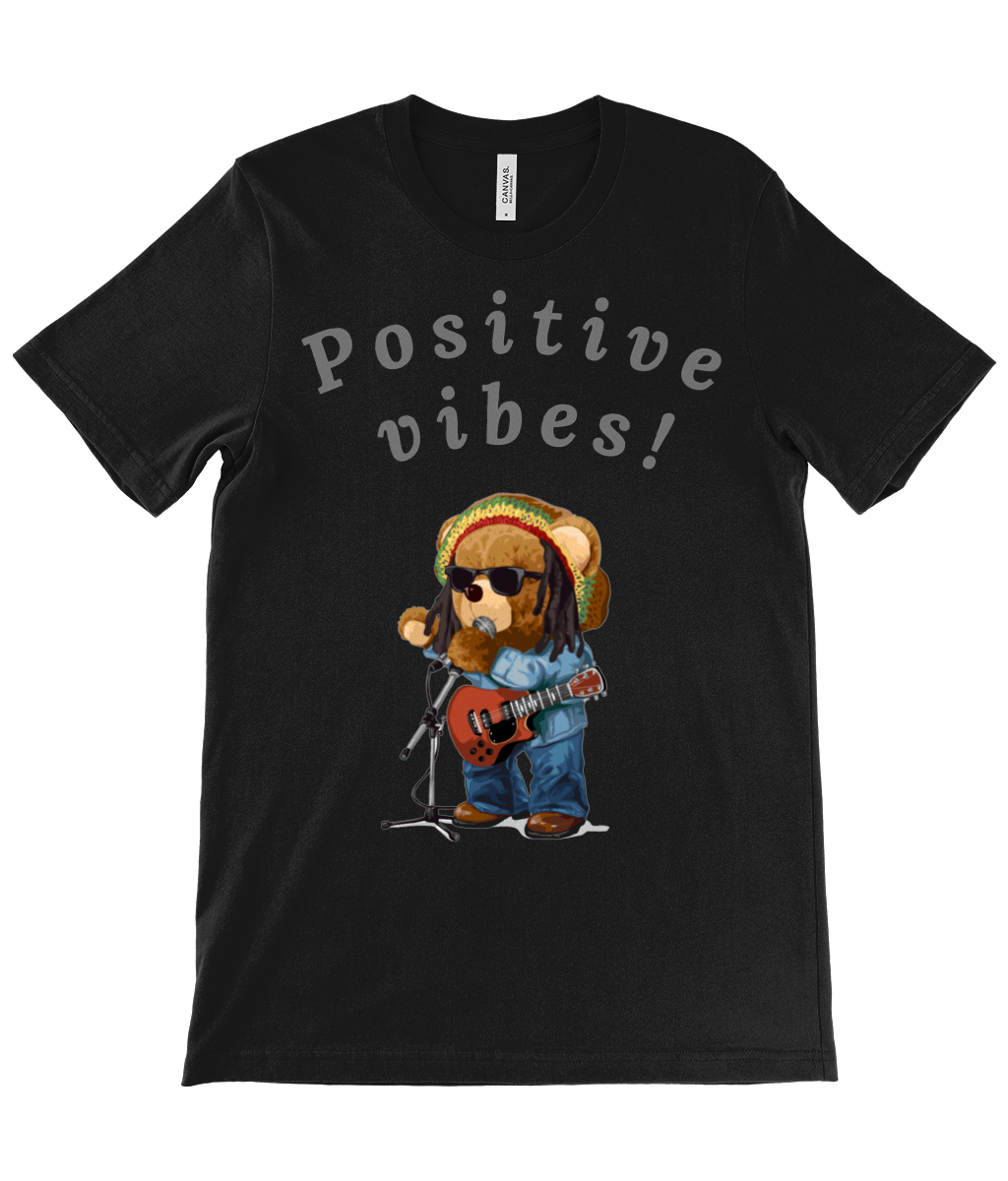 Adult's Unisex Positive Vibes Rasta Bear Cotton T-Shirt - Various Colours Available - FAST UK DELIVERY