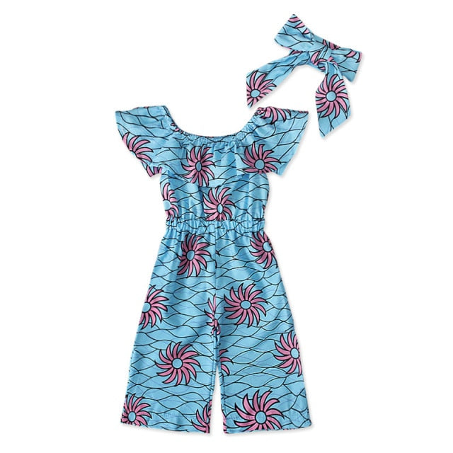 Toddler's Off Shoulder Jumpsuit and Hairband
