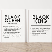 Load image into Gallery viewer, Black King and Queen Definition Quote Canvas Print - Available in Various Sizes
