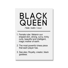 Load image into Gallery viewer, Black King and Queen Definition Quote Canvas Print - Available in Various Sizes
