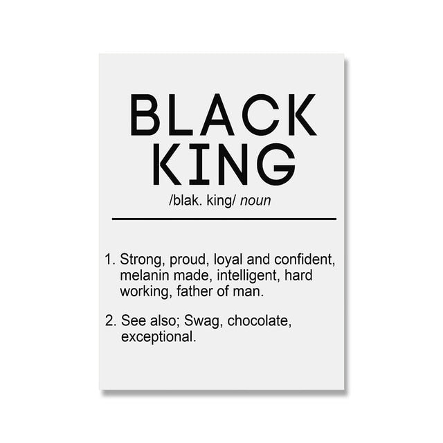 Black King and Queen Definition Quote Canvas Print - Available in Various Sizes