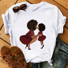 Load image into Gallery viewer, Melanin Poppin White Logo T-shirt - Mother and Daughter Design
