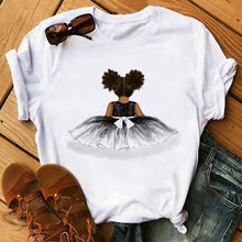 Load image into Gallery viewer, Melanin Poppin White Logo T-shirt - Young Girl Design
