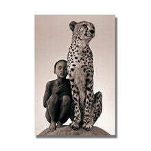 Load image into Gallery viewer, Boy and Cheetah Canvas Print - Various Sizes Available
