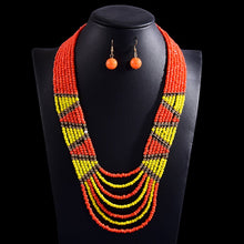 Load image into Gallery viewer, Zigzag African Beaded Necklace and Earrings Set - Available in 7 Colours
