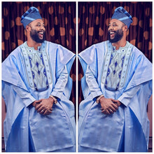 Load image into Gallery viewer, 3 Piece Sky Blue Men&#39;s Agbada
