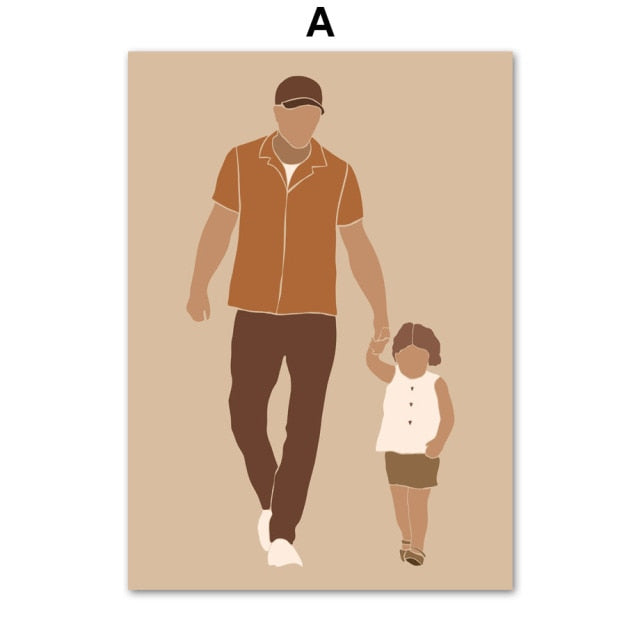 Nubian Father and Child Canvas Prints - Various Designs and Sizes Available