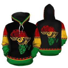 Load image into Gallery viewer, Unisex Red Gold and Green Africa Map Hoodie

