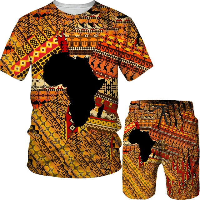 Africa Map Shorts and T-shirt Set